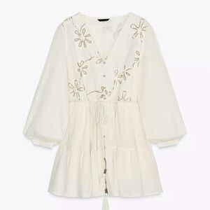 Zara Cream Embroidered Blouse